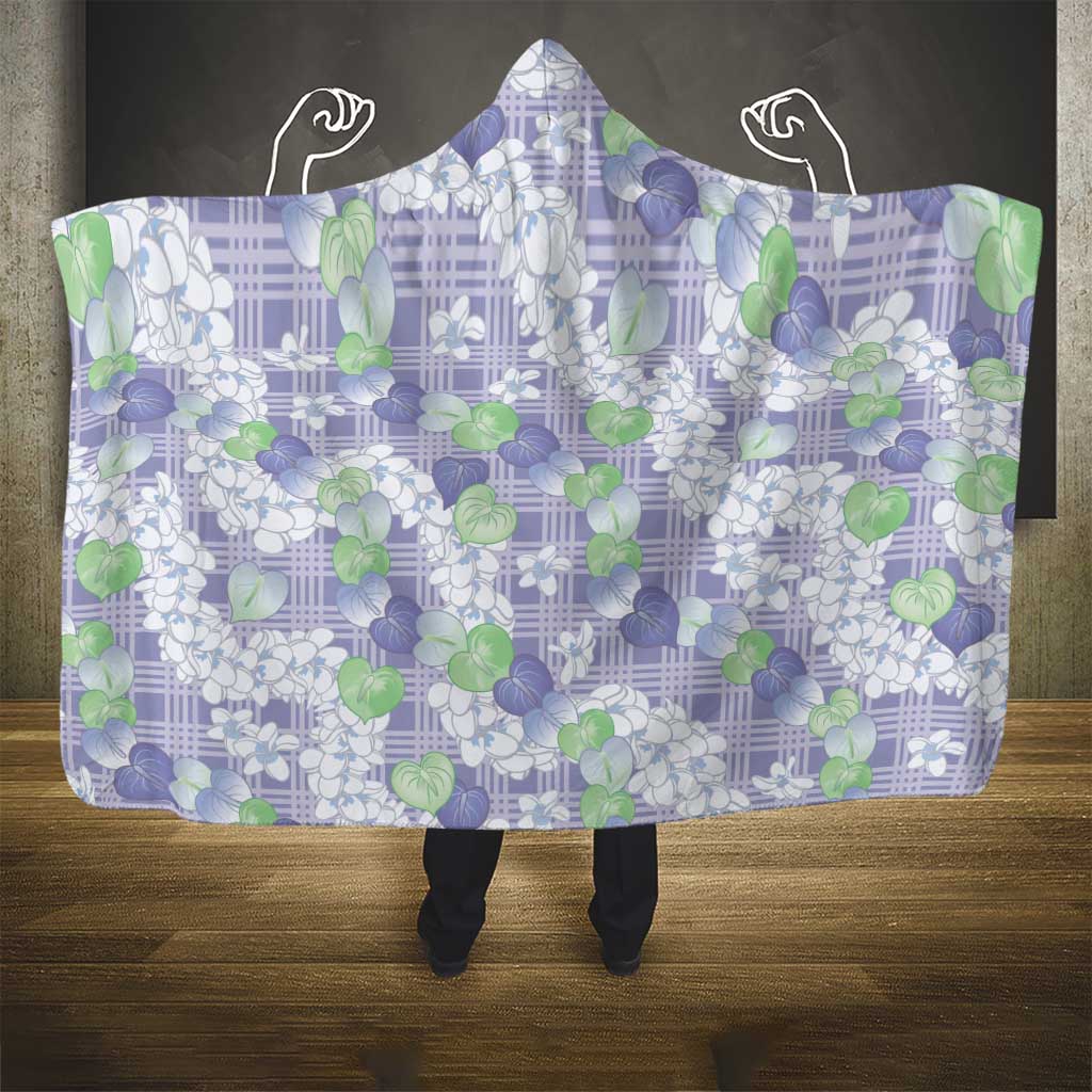 Anthurium Plumeria Lei Pastel Hooded Blanket Purple Hawaiian Splendid Palaka