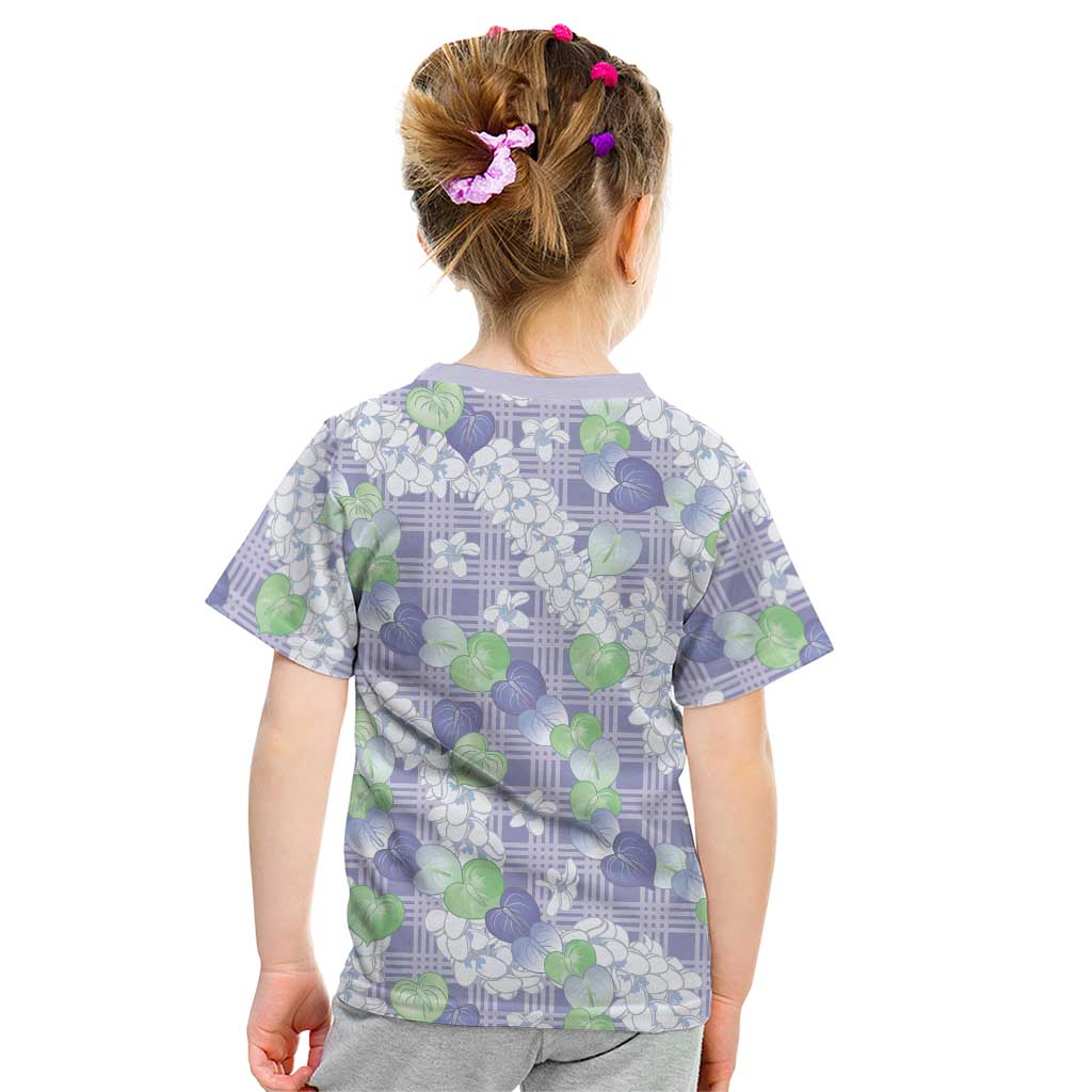 Anthurium Plumeria Lei Pastel Kid T Shirt Purple Hawaiian Splendid Palaka