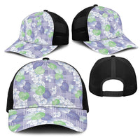 Anthurium Plumeria Lei Pastel Mesh Trucker Cap Purple Hawaiian Splendid Palaka