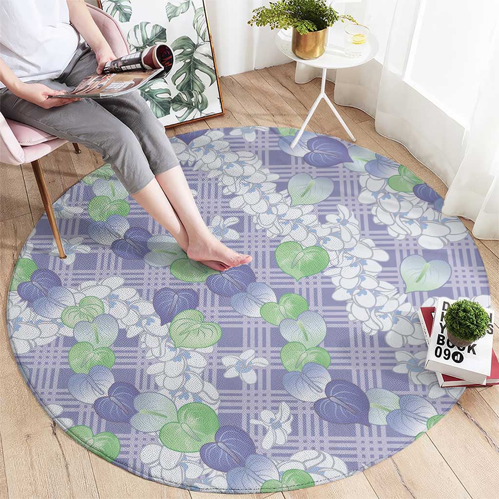 Anthurium Plumeria Lei Pastel Round Carpet Purple Hawaiian Splendid Palaka