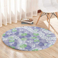 Anthurium Plumeria Lei Pastel Round Carpet Purple Hawaiian Splendid Palaka