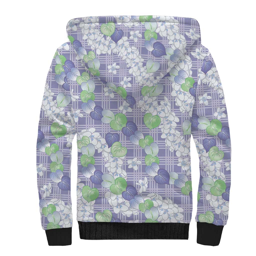 Anthurium Plumeria Lei Pastel Sherpa Hoodie Purple Hawaiian Splendid Palaka