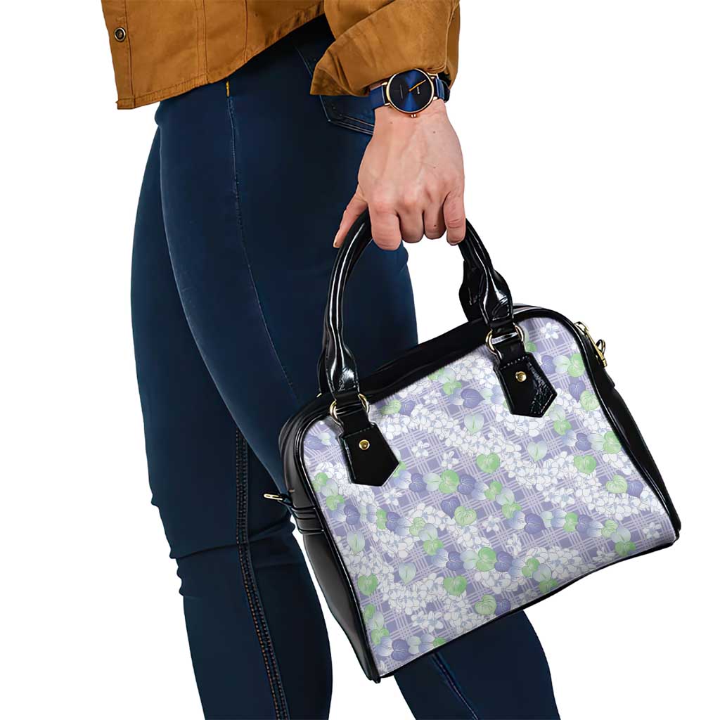 Anthurium Plumeria Lei Pastel Shoulder Handbag Purple Hawaiian Splendid Palaka