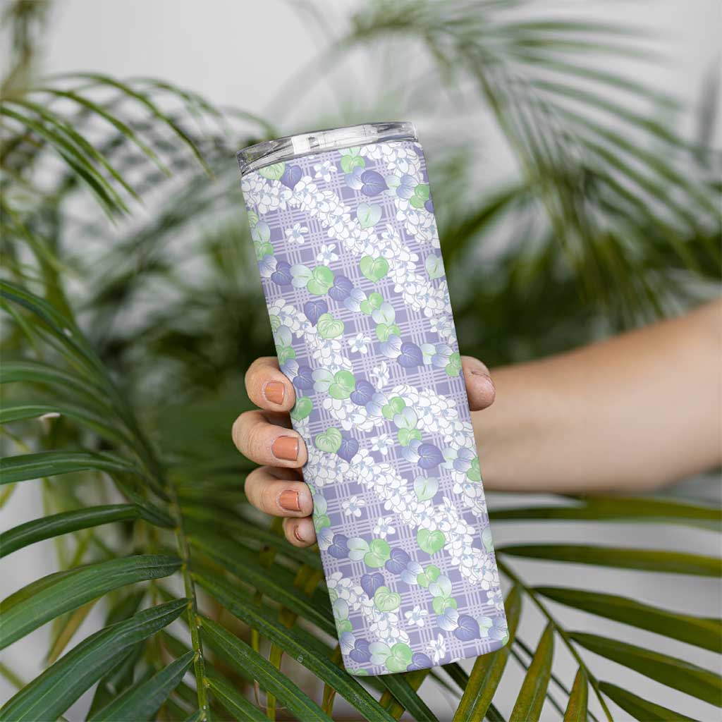 Anthurium Plumeria Lei Pastel Skinny Tumbler Purple Hawaiian Splendid Palaka