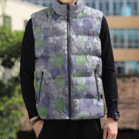 Anthurium Plumeria Lei Pastel Sleeveless Puffer Jacket Purple Hawaiian Splendid Palaka