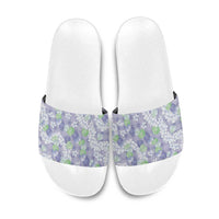 Anthurium Plumeria Lei Pastel Slide Sandals Purple Hawaiian Splendid Palaka