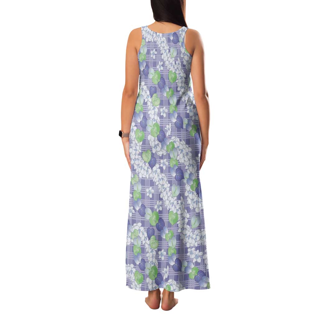 Anthurium Plumeria Lei Pastel Tank Maxi Dress Purple Hawaiian Splendid Palaka