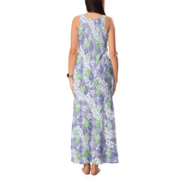 Anthurium Plumeria Lei Pastel Tank Maxi Dress Purple Hawaiian Splendid Palaka
