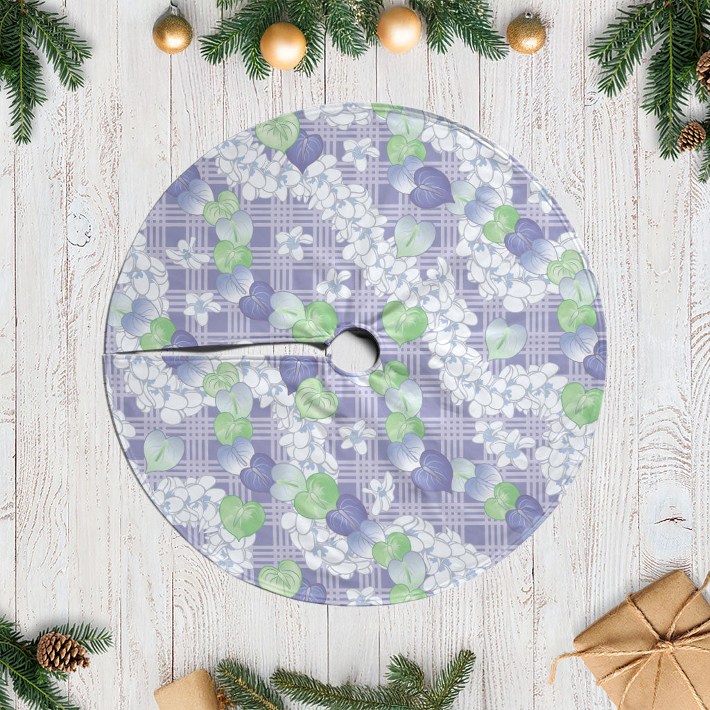 Anthurium Plumeria Lei Pastel Tree Skirt Purple Hawaiian Splendid Palaka LT01 Casual Purple - Polynesian Pride
