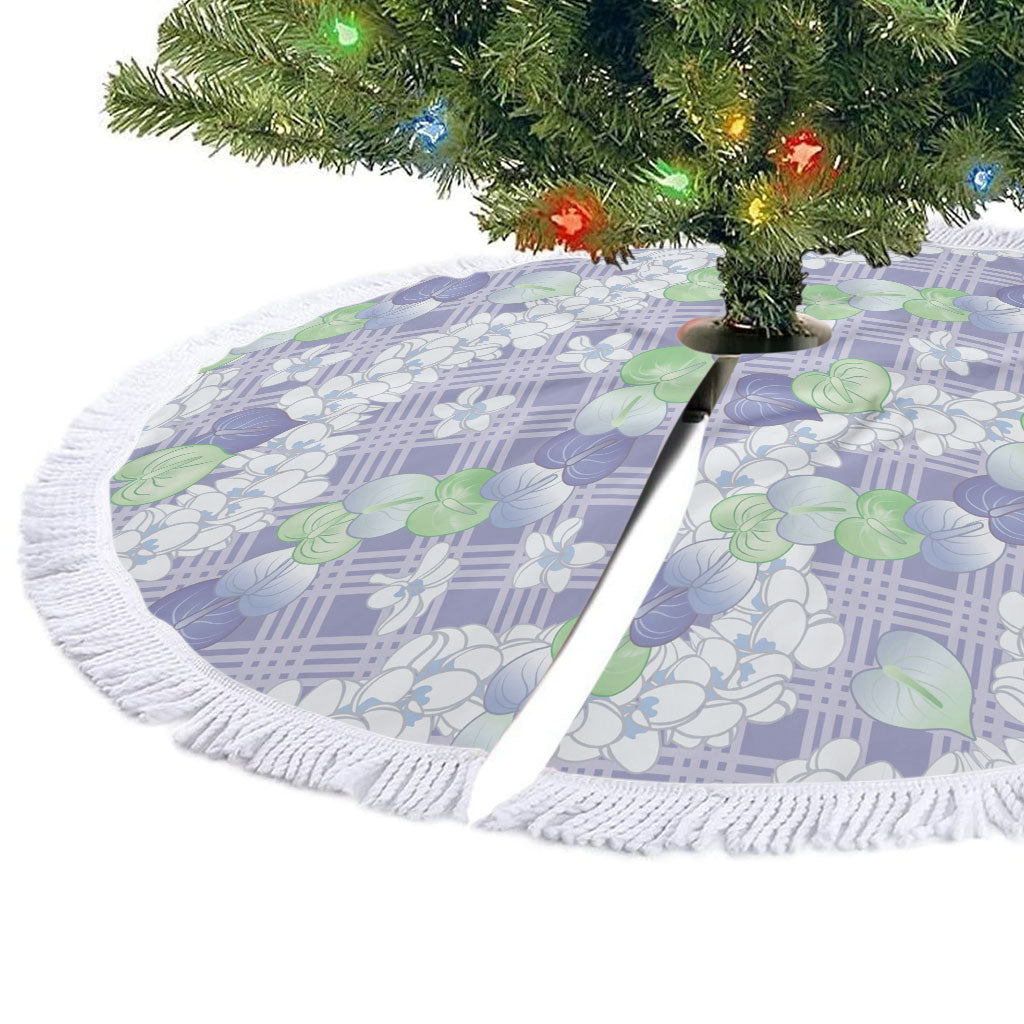 Anthurium Plumeria Lei Pastel Tree Skirt Purple Hawaiian Splendid Palaka LT01 - Polynesian Pride