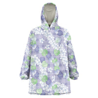 Anthurium Plumeria Lei Pastel Wearable Blanket Hoodie Purple Hawaiian Splendid Palaka