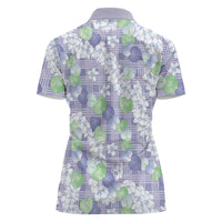 Anthurium Plumeria Lei Pastel Women Polo Shirt Purple Hawaiian Splendid Palaka