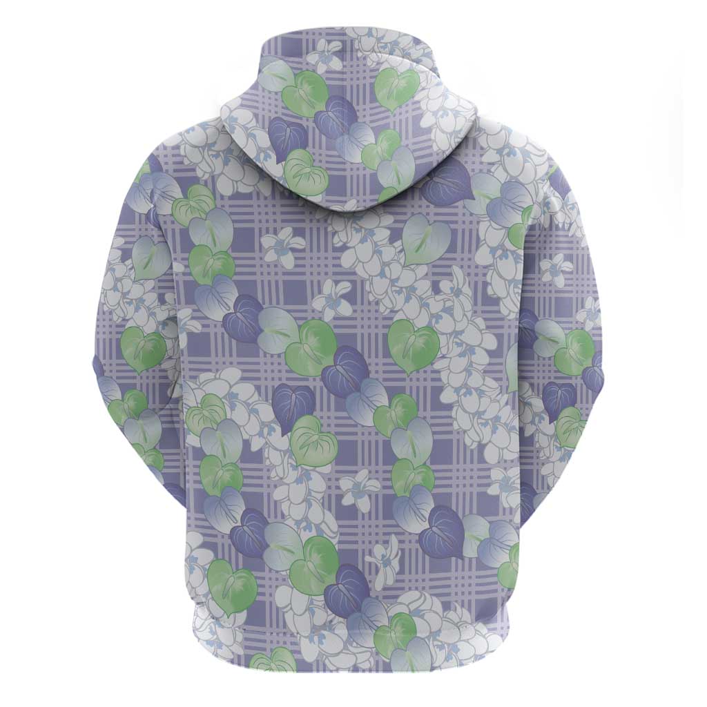 Anthurium Plumeria Lei Pastel Zip Hoodie Purple Hawaiian Splendid Palaka