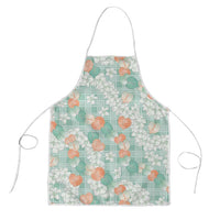 Anthurium Plumeria Lei Pastel Apron Teal Hawaiian Splendid Palaka