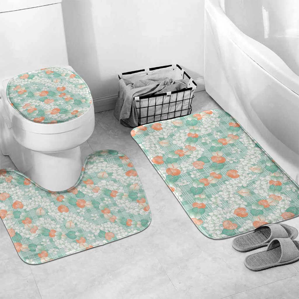Anthurium Plumeria Lei Pastel Bathroom Set Teal Hawaiian Splendid Palaka