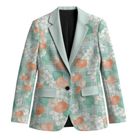 Anthurium Plumeria Lei Pastel Blazer Teal Hawaiian Splendid Palaka