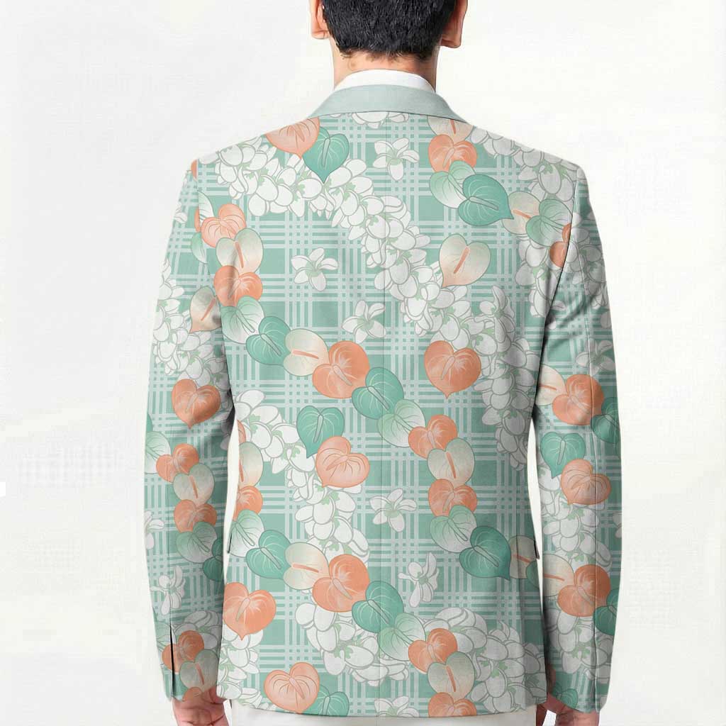 Anthurium Plumeria Lei Pastel Blazer Teal Hawaiian Splendid Palaka