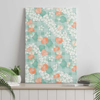 Anthurium Plumeria Lei Pastel Canvas Wall Art Teal Hawaiian Splendid Palaka
