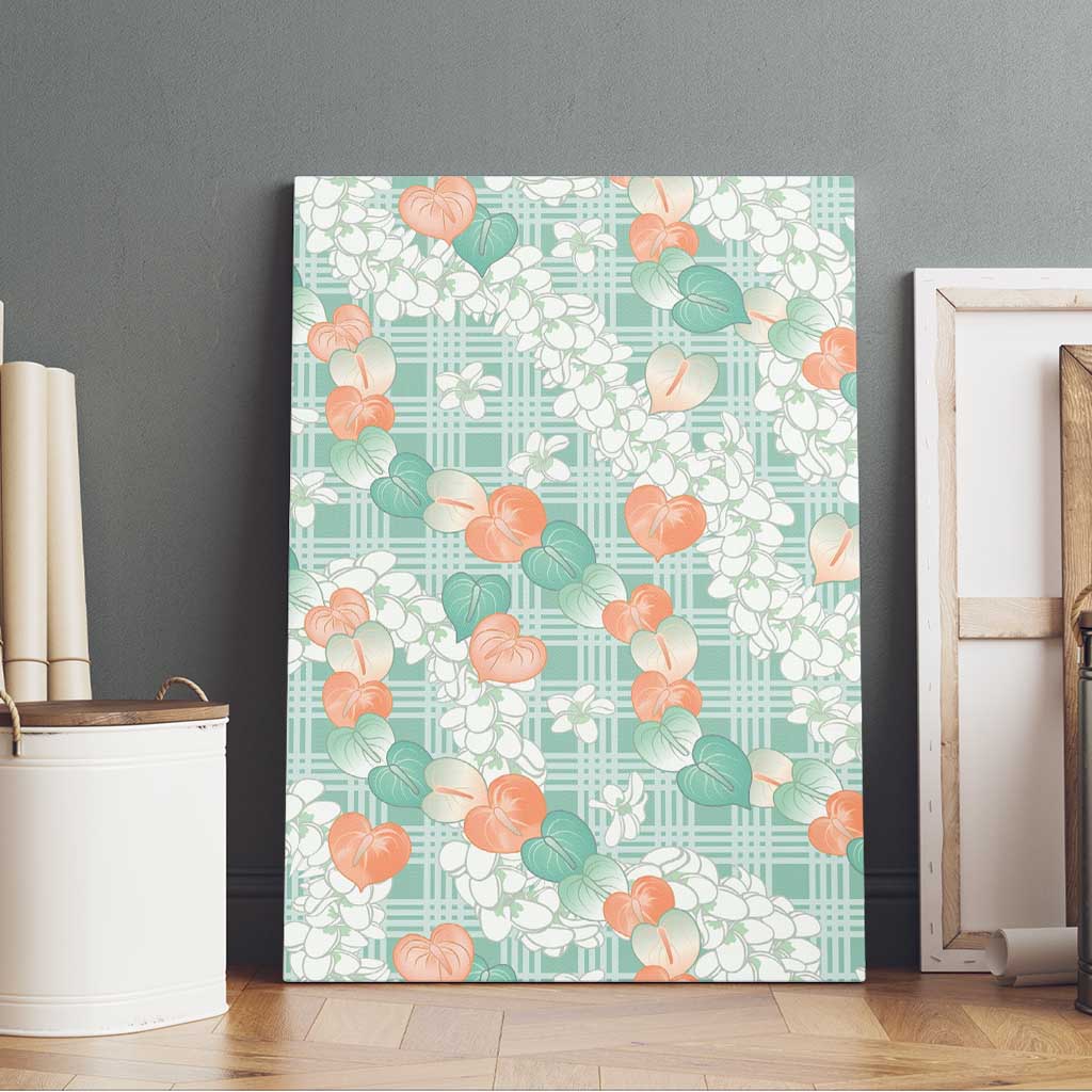 Anthurium Plumeria Lei Pastel Canvas Wall Art Teal Hawaiian Splendid Palaka