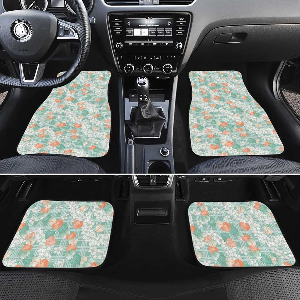 Anthurium Plumeria Lei Pastel Car Mats Teal Hawaiian Splendid Palaka