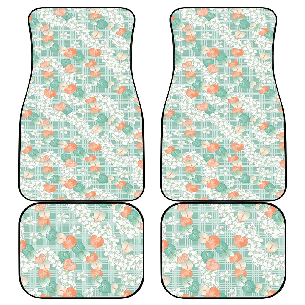 Anthurium Plumeria Lei Pastel Car Mats Teal Hawaiian Splendid Palaka