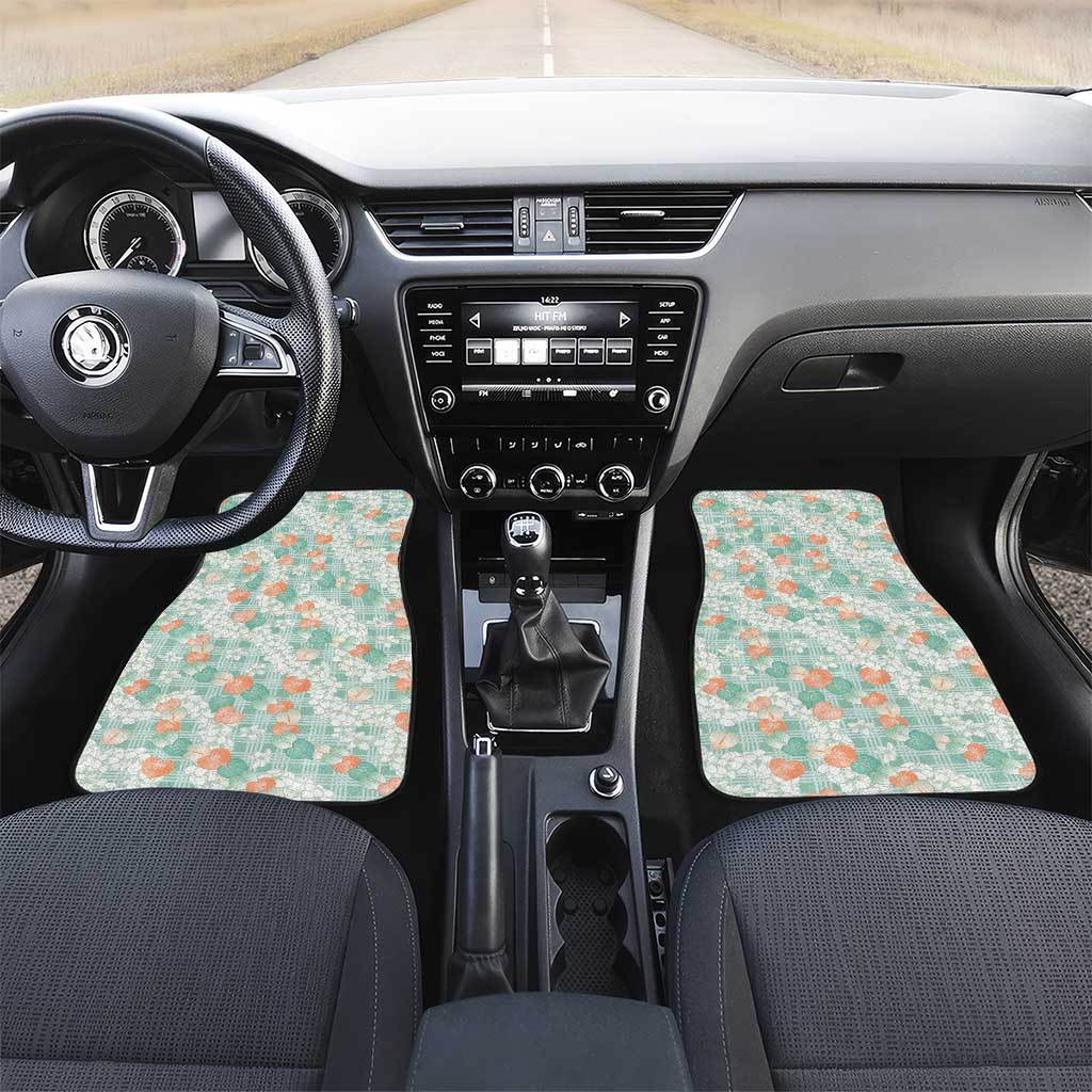 Anthurium Plumeria Lei Pastel Car Mats Teal Hawaiian Splendid Palaka