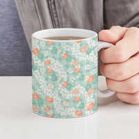 Anthurium Plumeria Lei Pastel Ceramic Mug Teal Hawaiian Splendid Palaka