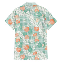 Anthurium Plumeria Lei Pastel Family Matching Puletasi and Hawaiian Shirt Teal Hawaiian Splendid Palaka LT01 - Polynesian Pride