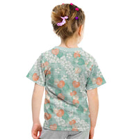 Anthurium Plumeria Lei Pastel Kid T Shirt Teal Hawaiian Splendid Palaka