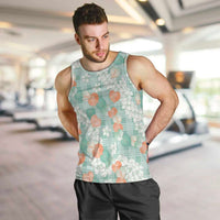 Anthurium Plumeria Lei Pastel Men Tank Top Teal Hawaiian Splendid Palaka