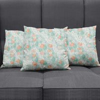 Anthurium Plumeria Lei Pastel Pillow Cover Teal Hawaiian Splendid Palaka