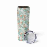 Anthurium Plumeria Lei Pastel Skinny Tumbler Teal Hawaiian Splendid Palaka