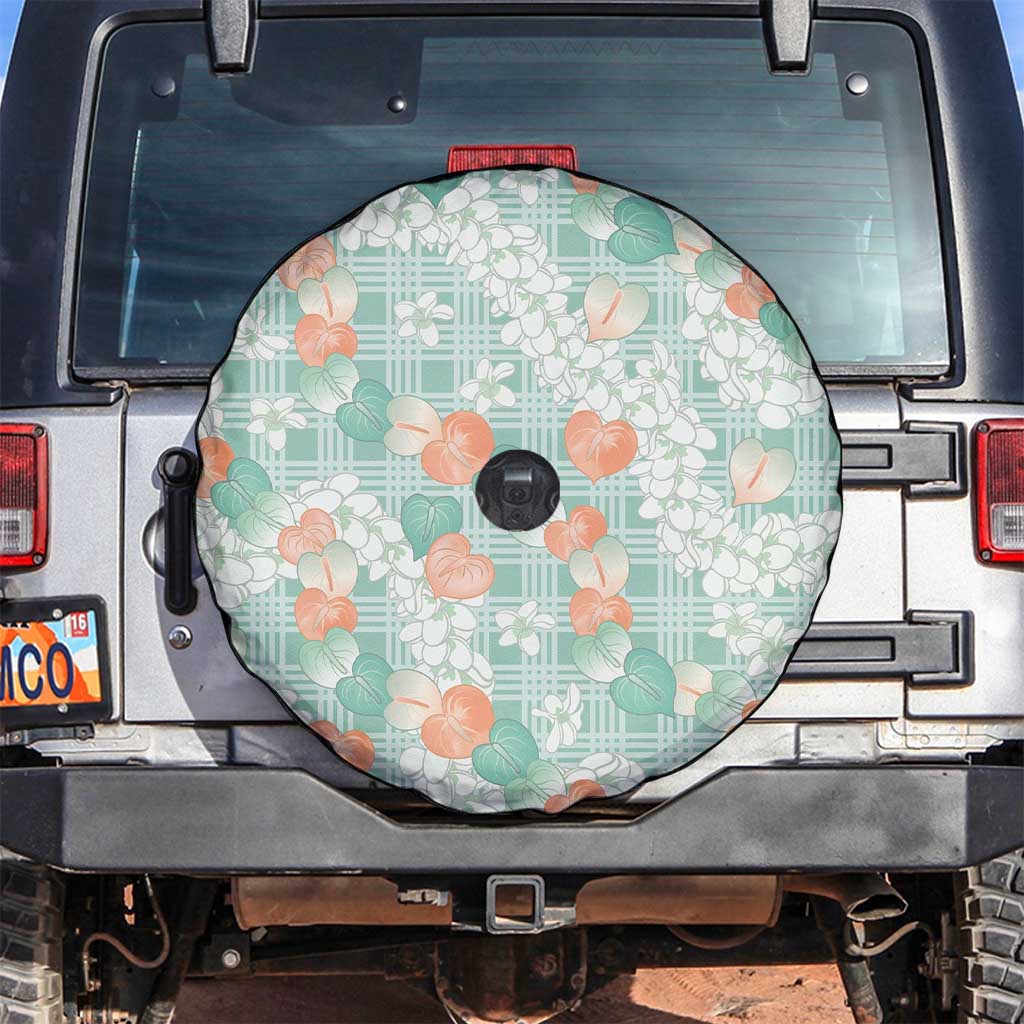 Anthurium Plumeria Lei Pastel Spare Tire Cover Teal Hawaiian Splendid Palaka