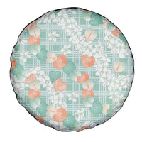 Anthurium Plumeria Lei Pastel Spare Tire Cover Teal Hawaiian Splendid Palaka