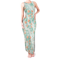 Anthurium Plumeria Lei Pastel Tank Maxi Dress Teal Hawaiian Splendid Palaka
