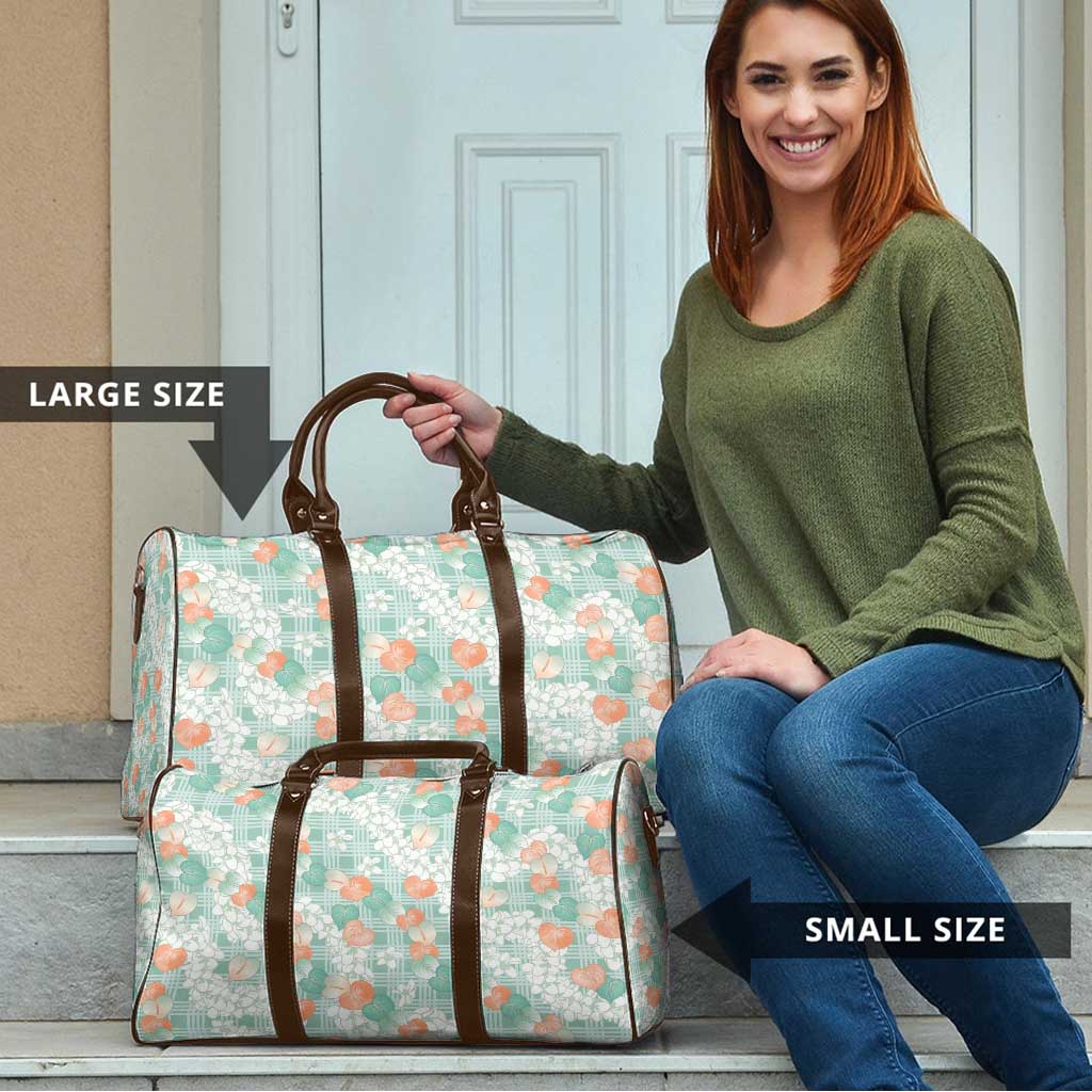Anthurium Plumeria Lei Pastel Travel Bag Teal Hawaiian Splendid Palaka