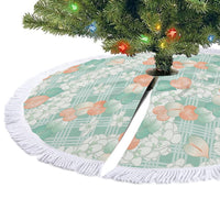 Anthurium Plumeria Lei Pastel Tree Skirt Teal Hawaiian Splendid Palaka LT01 - Polynesian Pride