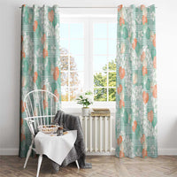 Anthurium Plumeria Lei Pastel Window Curtain Teal Hawaiian Splendid Palaka