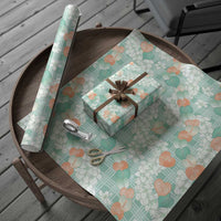 Anthurium Plumeria Lei Pastel Wrapping Paper Teal Hawaiian Splendid Palaka