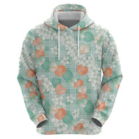 Anthurium Plumeria Lei Pastel Zip Hoodie Teal Hawaiian Splendid Palaka