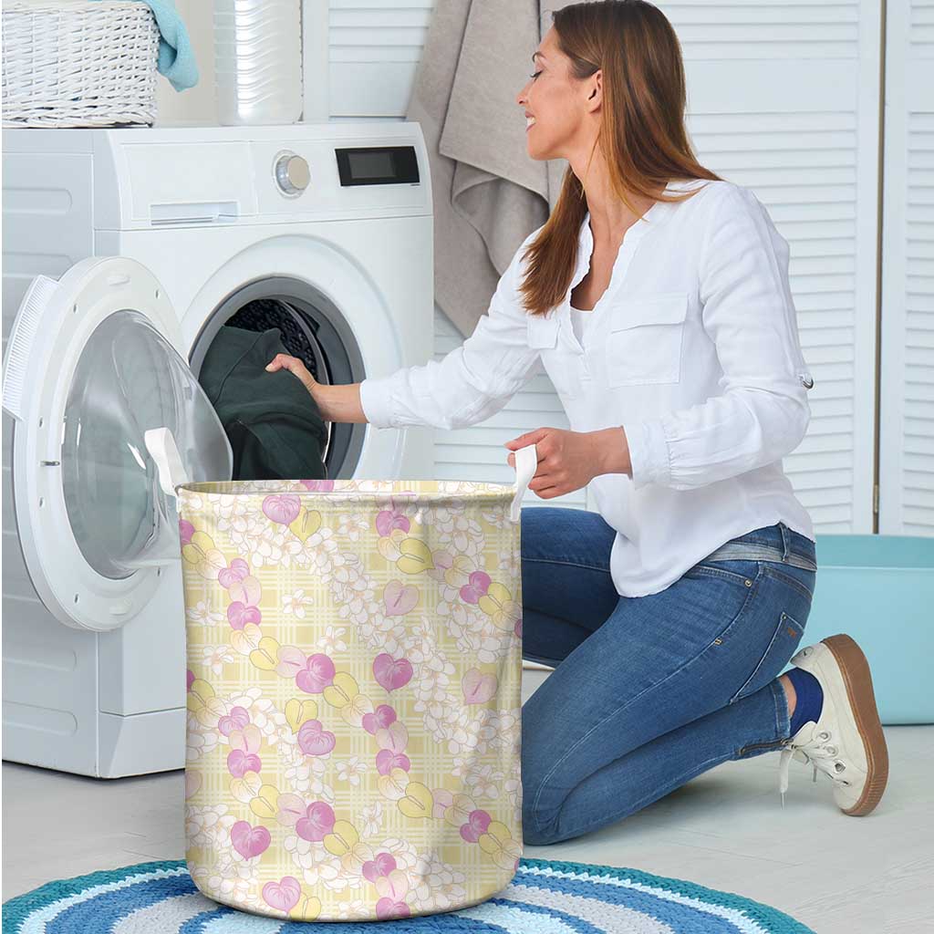 Anthurium Plumeria Lei Pastel Laundry Basket Yellow Hawaiian Splendid Palaka