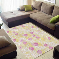 Anthurium Plumeria Lei Pastel Area Rug Yellow Hawaiian Splendid Palaka