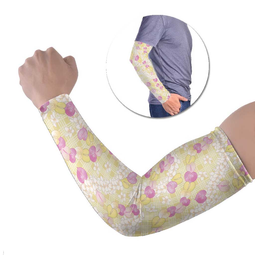 Anthurium Plumeria Lei Pastel Arm Sleeves Yellow Hawaiian Splendid Palaka