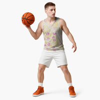 Anthurium Plumeria Lei Pastel Basketball Jersey Yellow Hawaiian Splendid Palaka