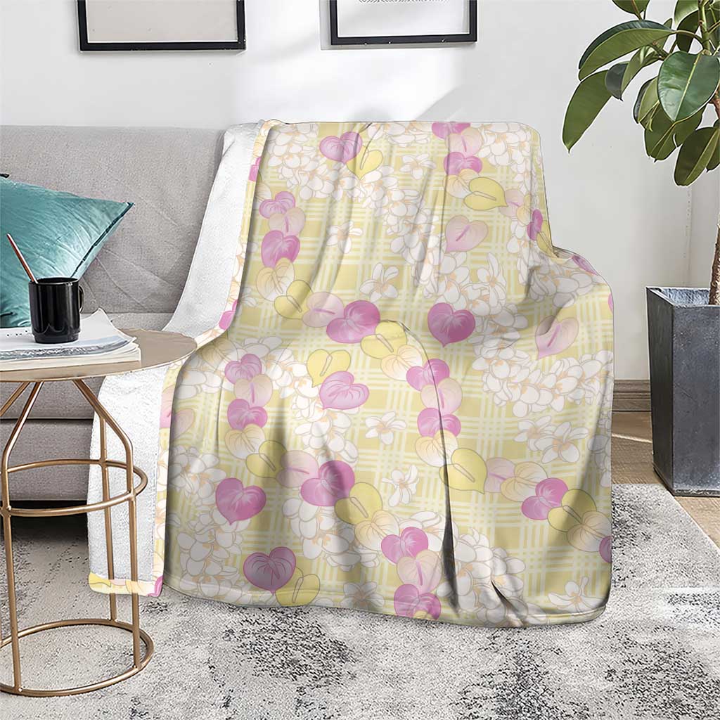 Anthurium Plumeria Lei Pastel Blanket Yellow Hawaiian Splendid Palaka