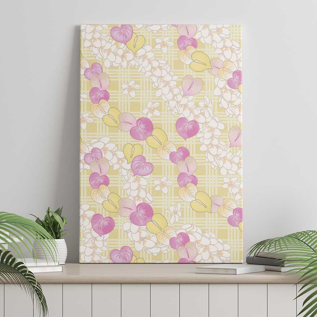 Anthurium Plumeria Lei Pastel Canvas Wall Art Yellow Hawaiian Splendid Palaka