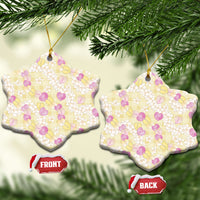 Anthurium Plumeria Lei Pastel Ceramic Ornament Yellow Hawaiian Splendid Palaka LT01 Snow Flake Yellow - Polynesian Pride