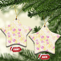 Anthurium Plumeria Lei Pastel Ceramic Ornament Yellow Hawaiian Splendid Palaka LT01 Star Yellow - Polynesian Pride