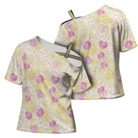 Anthurium Plumeria Lei Pastel Cross Shoulder Shirt Yellow Hawaiian Splendid Palaka