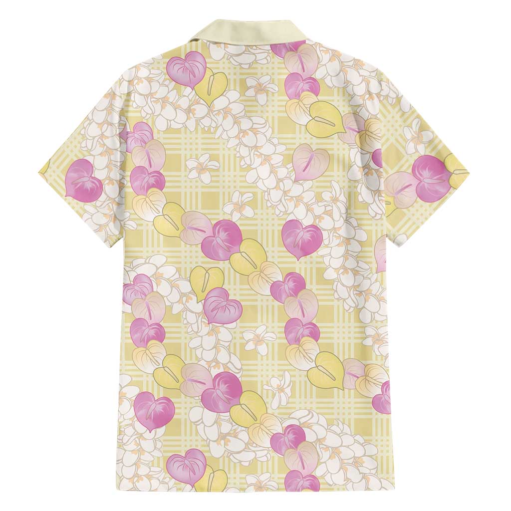 Anthurium Plumeria Lei Pastel Family Matching Tank Maxi Dress and Hawaiian Shirt Yellow Hawaiian Splendid Palaka LT01 - Polynesian Pride